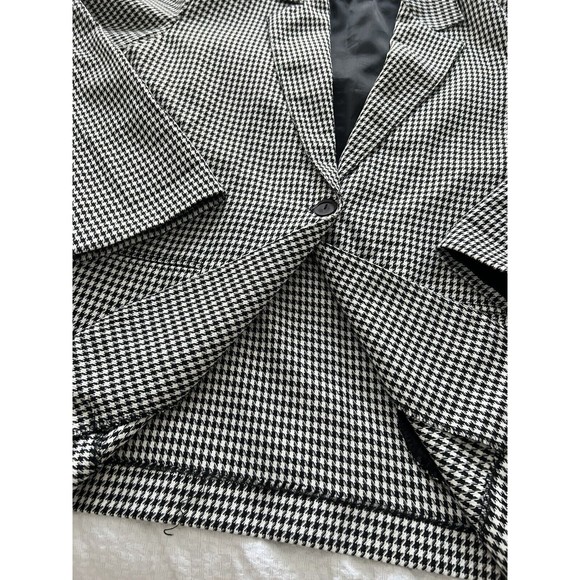 Rafael Women’s Houndstooth Blazer Size M Black Off White Vintage Oversized Fit - Picture 14 of 16